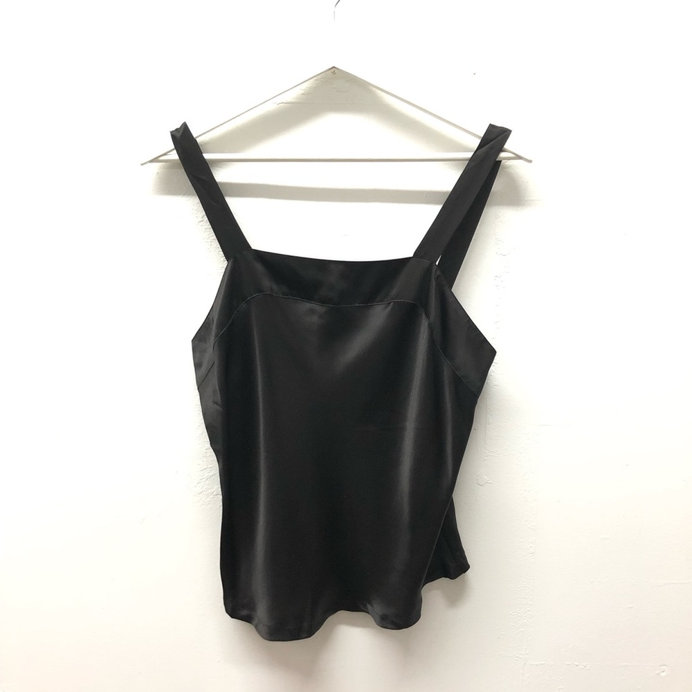 Vintage Victoria's Secret Black Silk Tank Top Gold Label Size S